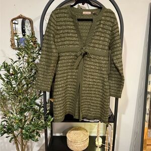 i.e relaxed wool cardigan tie in front